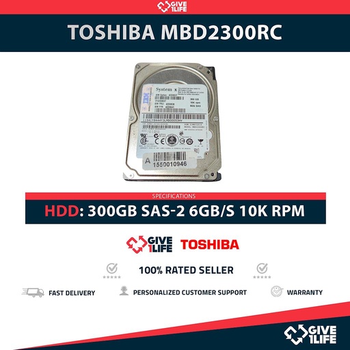 [1792] TOSHIBA MBD2300RC 300GB HDD 2.5" SAS-2 6GB/S 10K RPM CACHE 16MB