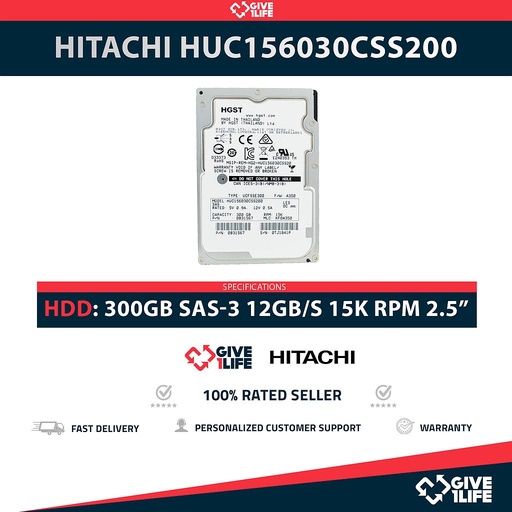 [1793] HITACHI HUC156030CSS200 300GB HDD 2.5" SAS-3 12GB/S 15K RPM CACHE 128MB