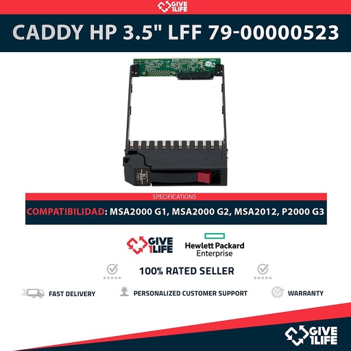 [1801] CADDY HP 3.5" LFF 79-00000523 COMPATIBLE CON MSA2000 G1, MSA2000 G2, MSA2012, P2000 G3 + TORNILLOS