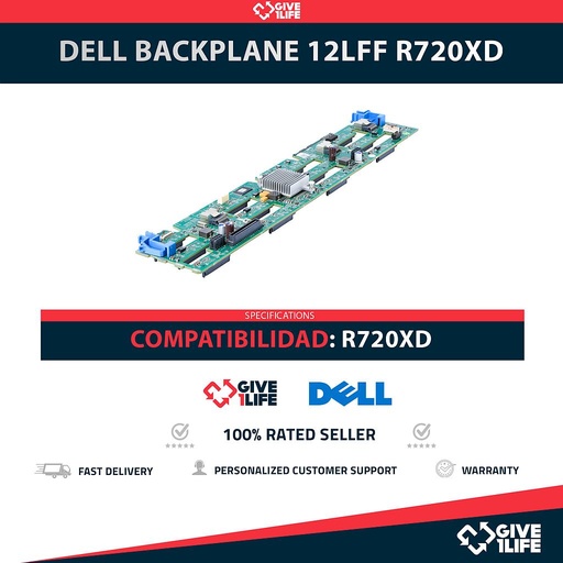 [1846] DELL 0PGXHP Backplane Frontal 12LFF 12 Bahías de 3.5" para R720XD