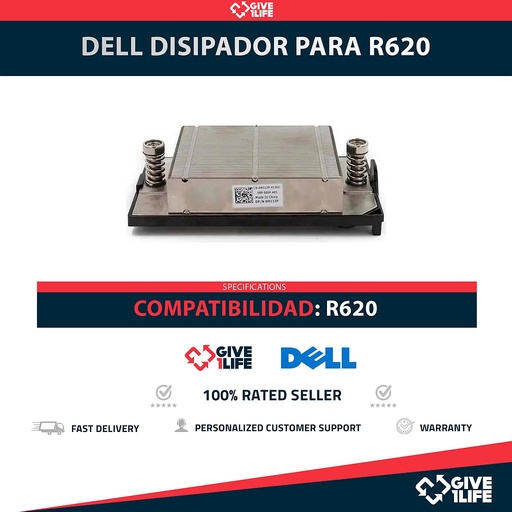 [1848] Disipador / Heatsink Perfil Bajo para DELL PowerEdge R620 PN: 0M112P, 0N6YNR
