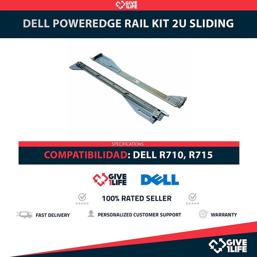 [1860] DELL POWEREDGE RAIL KIT 2U SLIDING R710, R715 PN: P242J
