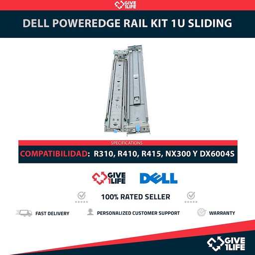 [1861] DELL POWEREDGE RAIL KIT 1U SLIDING R310, R410, R415, NX300 y DX6004S PN: YT0VD