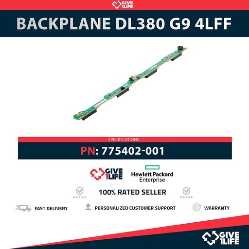 [1869] HP 775402-001 Backplane Frontal 4LFF 4 Bahías de 3.5" para DL360 G9 / DL380 G9
