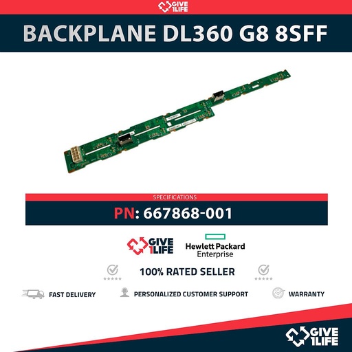 [1870] HP 667868-001 Backplane Frontal 8SFF 8 Bahías de 2.5" para DL360 G8