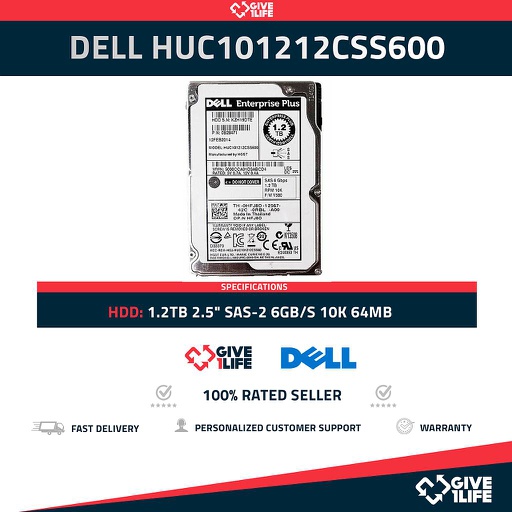 [026] DELL HUC101212CSS600 1.2TB HDD 2.5" SAS-2 6GB/S 10K 64MB - HFJ8D -