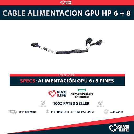 [1875] CABLE ALIMENTACION GPU HP 6 + 8 PARA 825634-001 HPE Apollo 2000 Gen9, HPE Apollo 4200 / 6000