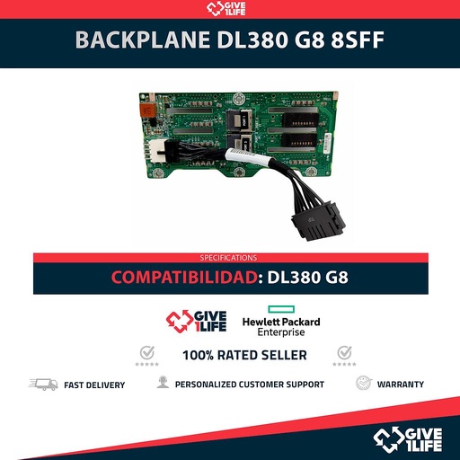 [1878] HP 643705-001 Backplane Frontal 8SFF 8 Bahías de 2.5" para DL380 G8
