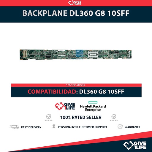 [1879] HP 692479-001 Backplane Frontal 10SFF 10 Bahías de 2.5" para DL360 G8