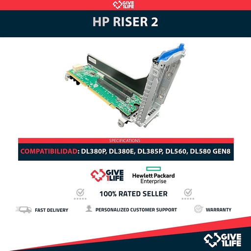 [1881] HP RISER 2 PARA DL380p, DL380e, DL385p, DL560, DL580 Gen8 PN:662524-001 y 634582-001