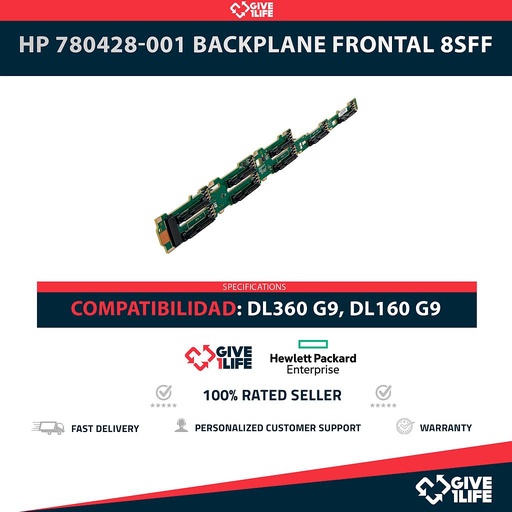 [1883] HP 780428-001 Backplane Frontal 8SFF 8 Bahías de 2.5" para DL360 G9, DL160 G9