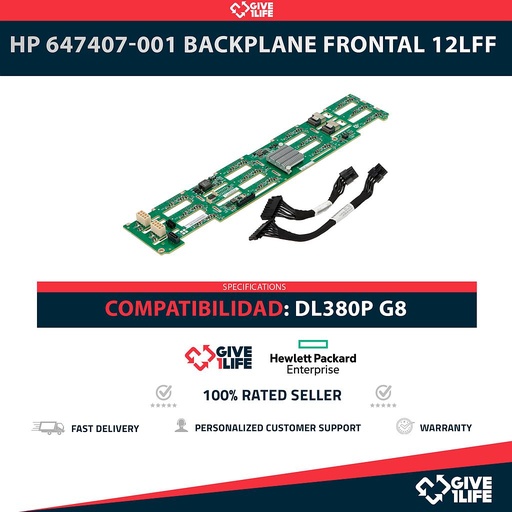 [1888] HP 647407-001 Backplane Frontal 12LFF 12 Bahías de 3.5" para DL380p G8