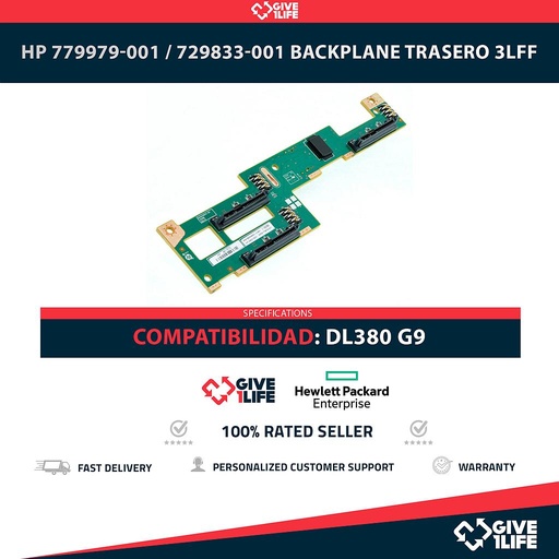 [1897] HP 779979-001 / 729833-001 Backplane Trasero 3LFF 3 Bahías de 2.5" para DL380 G9