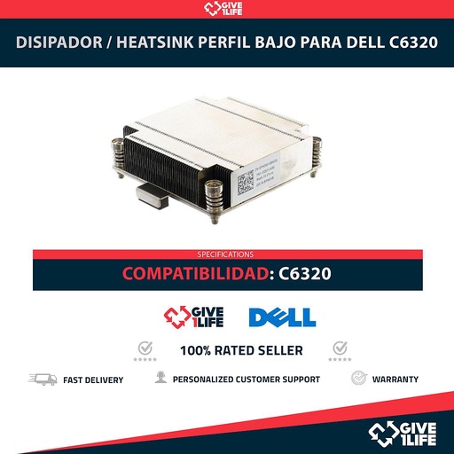 [1906] Disipador / Heatsink Perfil Bajo para Dell C6320 PN: 0PN0X8