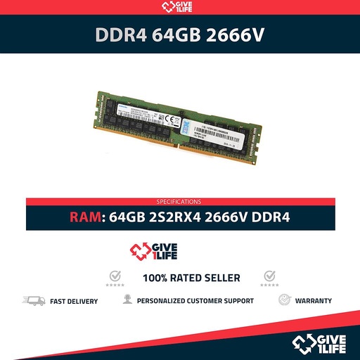 [1911] 64GB 2S2Rx4 PC4-2666V DDR4 RAM REGISTRADA - ESPECIAL SERVIDOR