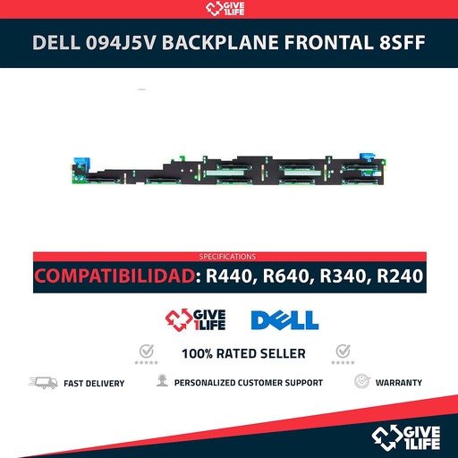 [1932] DELL 94J5V Backplane Frontal 8SFF 8 Bahías de 2.5" para R440, R640, R340, R240
