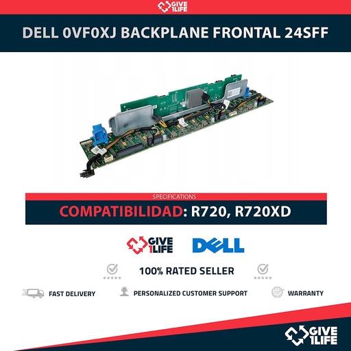 [1934] DELL 0VF0XJ Backplane Frontal 24SFF 24 Bahías de 2.5" para R720, R720XD
