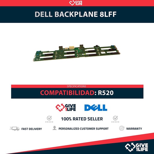 [1946] DELL 0XP569 Backplane Frontal 8LFF 8 Bahías de 3.5" para R520