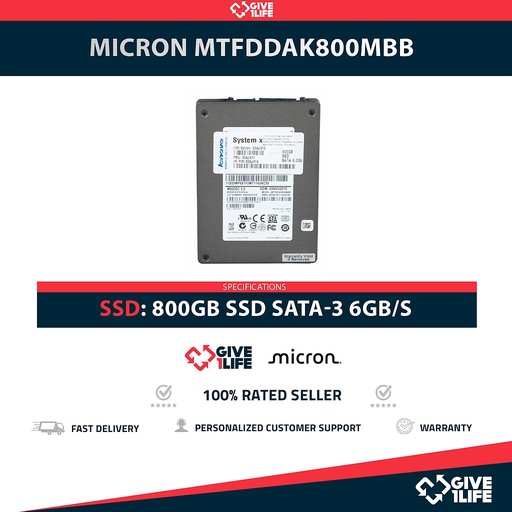 [1956] MICRON MTFDDAK800MBB SSD 800GB SATA 6GB/s