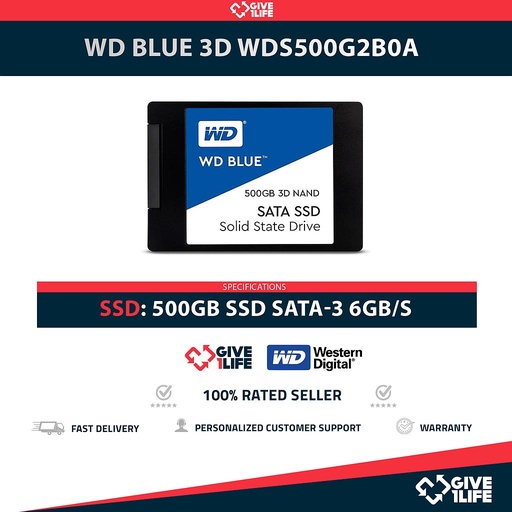 [1960] WD BLUE 3D WDS500G2B0A SSD 500GB 2.5″ SATA 6GB/S