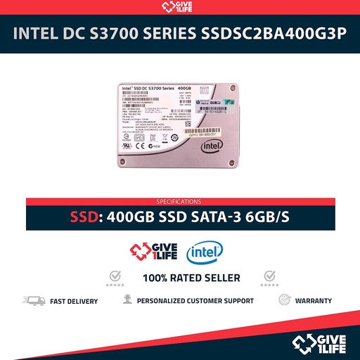 [1976] INTEL DC S3700 SERIES SSDSC2BA400G3P 400GB SSD SATA-3 6GB/S 2.5"