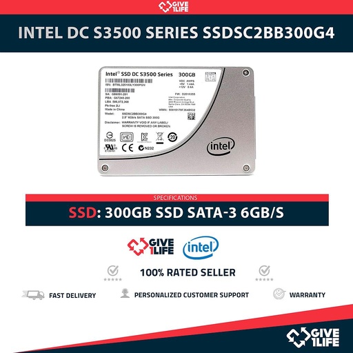 [1979] INTEL DC S3500 SERIES SSDSC2BB300G4 300GB SSD SATA-3 6GB/S 2.5"