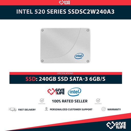 [1988] INTEL 520 SERIES SSDSC2W240A3 SSD 240GB 2.5″ SATA 6GB/S
