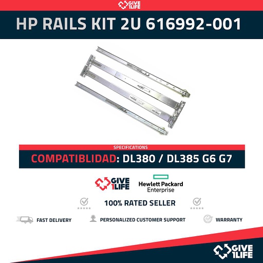 [1285] HP DL380 G6 G7 – DL385 G6 G7 – KIT DE RAILS 2U P.N: 616992-001