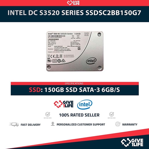 [2010] INTEL DC S3520 SERIES SSDSC2BB150G7 SSD 150GB 2.5" SATA 6GB/S