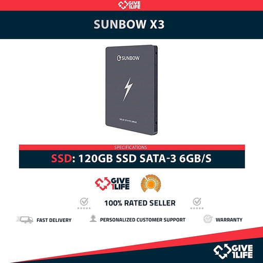 [2033] SUNBOW X3 SSD 120GB 2.5″ SATA 6GB/S