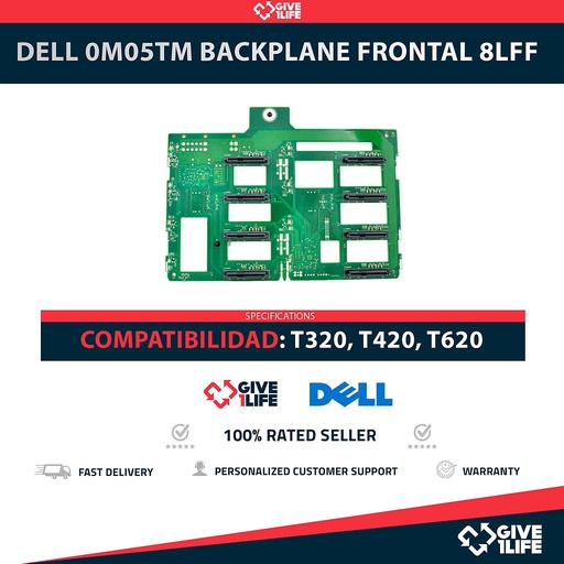 [2038] DELL 0M05TM Backplane Frontal 8LFF 8 Bahías de 3.5" para T320, T420, T620