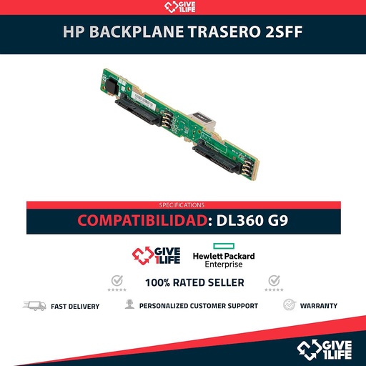 [2045] HP Backplane Trasero 2SFF 2 Bahías de 2.5" para DL360 G9 PN: 775401-001 / 743456-001