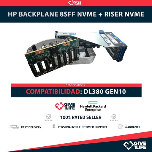 [2047] HP Backplane Frontal 8SFF 8 Bahías de 2.5" NVME + RISER PRIMARIO NVME