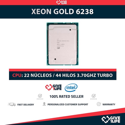 [2053] Intel Xeon GOLD 6238 (22 Núcleos / 44 Hilos) @3.70Ghz Turbo Speed