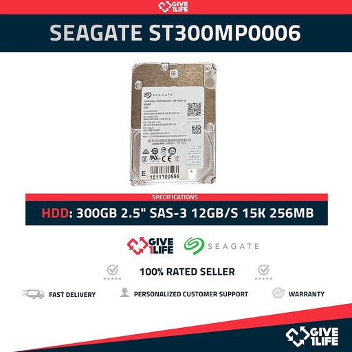 [1745] SEAGATE ST300MP0006 300GB HDD 2.5" SAS-3 12GB/S 15K 256MB