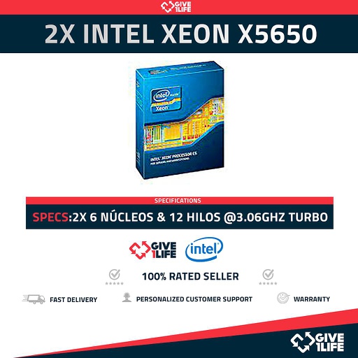 [def55f28d1c0] 2x CPU INTEL XEON X5650 6 NUCLEOS Y 12 HILOS 2.66GHZ A 3.06GHZ, LOTE DE 2 UNDS-