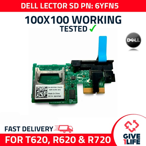[1e4ff4cae0ca] DELL T620 R620 R720 LECTOR DE TARJETAS SD DOBLE MODULO 06YFN5 6YFN5 TESTEADO