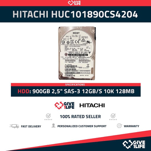 [1212] HITACHI HUC101890CS4204 900GB HDD 2,5" SAS-3 12GB/S 10K 128MB