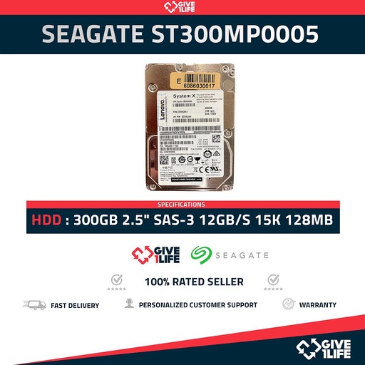 [1746] SEAGATE ST300MP0005 300GB HDD 2.5" SAS-3 12GB/S 15K 128MB
