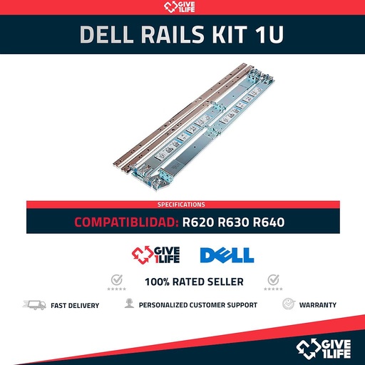 [1730] DELL RAILS KIT 1U A8 R620 R630 R640 53D7M, D419M, 0Y819K, FV6YR, G378C, Y235M