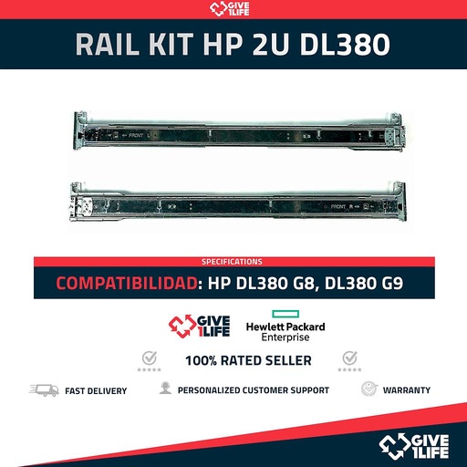 [765] RAIL KIT HP DL380 2U G8 G9 G10 SFF PAR COMPLETO