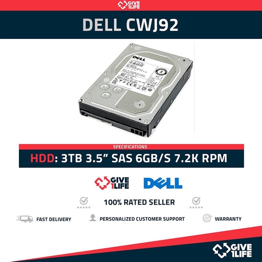 [193] DELL HUS723030ALS640 3TB HDD 3.5" SAS-2 6GB/S 7.200 RPM 64MB CACHÉ - CWJ92