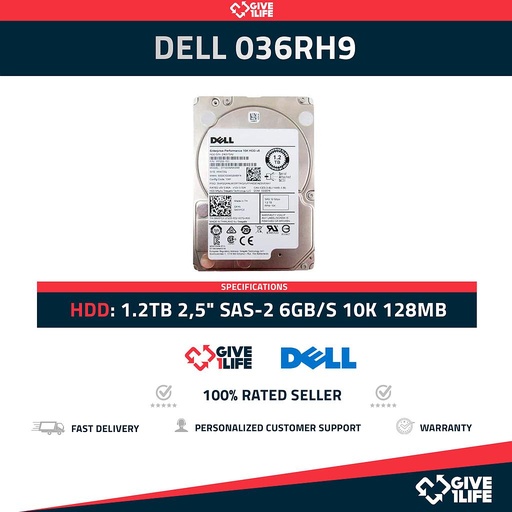 [1655] DELL 036RH9 1.2TB HDD 2,5" SAS-2 6GB/S 10K 128MB