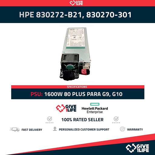[248] HPE 1600W FUENTE DE ALIMENTACION 80 PLUS PARA GEN10 / G10 P/N:830272-B21, 830270-301