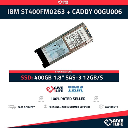[050] IBM ST400FM0263 400GB SSD 1.8" SAS-3 12GB/S - 98Y6303 + CADDY 00GU006