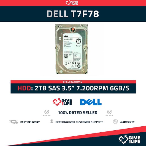 [1261] DELL ST2000NM0023 2TB HDD 3.5" SAS-2 6GB/S 7.200 RPM 128MB CACHÉ - T7F78