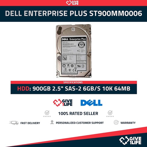 [1224] DELL ST900MM0006 900GB HDD 2.5" SAS-2 6GB/s 10K 64MB - 0GKY31