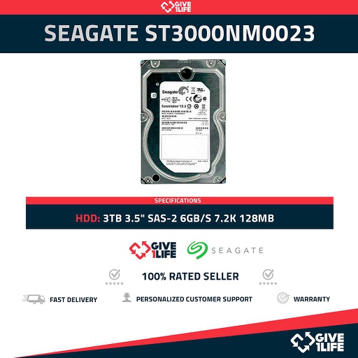 [829] SEAGATE ST3000NM0023 3TB HDD 3.5" SAS-2 6GB/S 7.2K 128MB SERVIDORES HP DELL