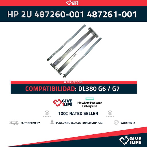 [4ff92d8cf6ca] HP PROLIANT DL380 G6/G7 - RAILS KIT SLIDING 2U P.N: 487260-001/487261-001