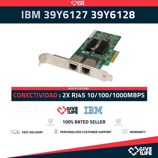 [1652] IBM DOBLE PUERTO 1GB COBRE PCIe - 39Y6127/39Y6128 - TARJETA DE RED PERFIL BAJO